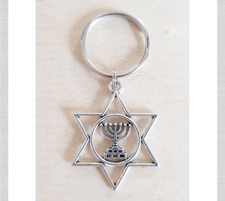 SWANEWIT Davidstern Schlüsselanhänger ♥ Geschenkidee Schmuck Menora Silber 7cm