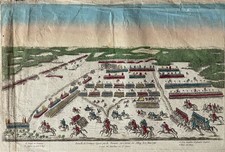 Bataille de Fontenoy altkol. Guckkasten-Kupferstich - Krieg Schlacht Franzosen