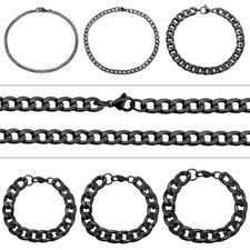 1 Edelstahl Armband 22cm Panzerkette Flach Schwarz Herren Schmuck Königskette 