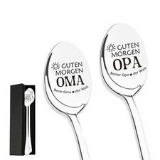 Oma und Opa Geschenke Vatertagsgeschenk für Oma Opa 2 Stück Kaffeelöffel mit ...