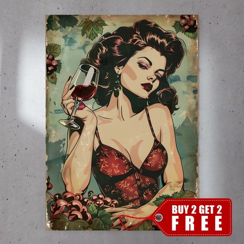 Vintage pin girl poster - girl, a4