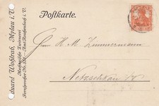 MYLAU, Postkarte 1919, Eduard Wohlrab Mechanische Zwirnerei