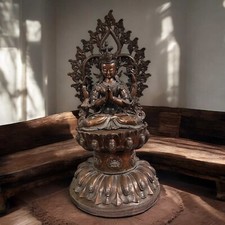 Chenrezig Avalokiteshvara Bronze Skulptur Nepal Statue Sammlernachlaß TOMTAO