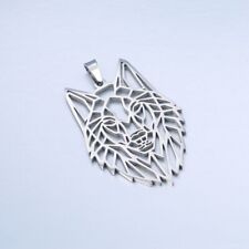 Kettenanhänger  Wolf Wolfskopf silber Kette Anhänger Edelstahl Männer #SB10