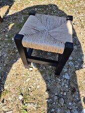 Blumenhocker Holz schwarz mit Bastsitz Pflanzenständer Landhaus Tisch Blumenbank