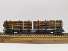Log Car / Rungenwagen mit 12 Rungen und Holzladung; US / USA