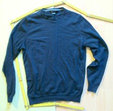 Massimo Dutti Merino Wolle Herren Pullover Gr. M / L dunkelblau navy dünn leicht