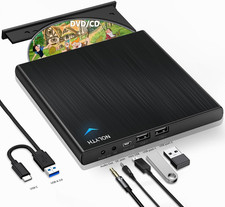 NOLYTH Externes CD Laufwerk Für Laptop: DVD Laufwerk Extern Mit 1 Audio 2 USB Sl