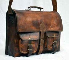 Tasche Aus Leder Satchel Echt Vintage Messenger Schulter Laptop Aktentasche 15"