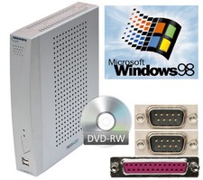 WINDOWS 98 COMPUTER 40GB IDE 44-PIN RS-232 LPT PARALLEL VGA DVI DVD-BRENNER TC53