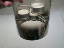 NEUE Teelichthalter aus rauchfarbigem Kristallglas für 3 Teelichter 