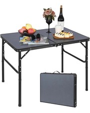 REDCAMP Faltbarer Campingtisch mit Einstellbarer Höhe 90x60cm dunkelgrau