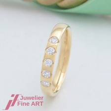 FISCHER - Trauring/Ehering- Halb-Memoire - 18K/750 Gelbgold - 5 Brillanten