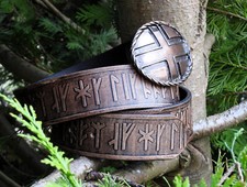 HERRENGÜRTEL Ledergürtel Runen Wikinger Viking 120 cm (kürzbar)