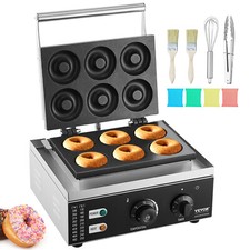 VEVOR 6 Stk. Elektrische Donut Maker Kommerzielle Donut Maschine 1550W Edelstahl