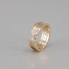 CARTIER Double C Ring 750/18k Gelbgold  Brillanten ca. 0,14 ct TW/vs, FULL SET
