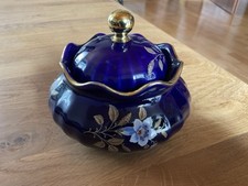 Porzellan Deckeldose, Bonboniere echt Kobalt