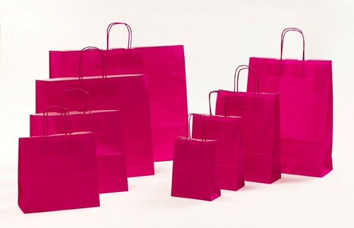 Papiertragetaschen pink kordel - pink,