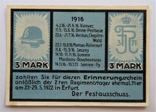 Erfurt, Kaserne , Serien-Notgeld ,2.Regimentstag ehemaliger 71er 1922, 3 Mark