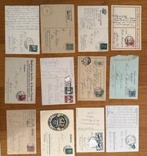 12 alte gestempelte Postkarten