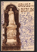 Holzbrand-Imitations-AK Berlin-Tiergarten, Denkmal der Königin Louise 1899 
