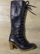 Gern Getragene Schwarz Schnürrstiefel Engschaft Leder Stiefel Esprit 37 Stiefel