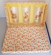 3 Gläser mit Jagd Motiven Jäger VEB Glaswerke Schmiedefeld DDR in OVP #001