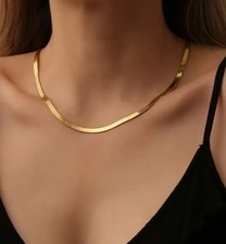 Damen Schlangenknochenkette 18k vergoldet, 41cm lang