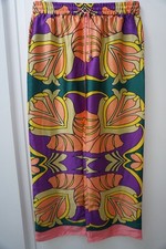 Zara Satin Palazzohose Stoff Hose Mehrfarbig  Gr S   gut erhalten