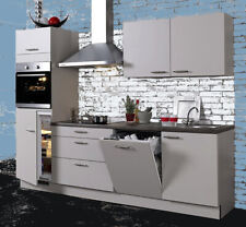 Einbauküche Malmö 23 Grau Küchenzeile 260 cm ohne Geräte / Schränke montiert!