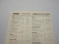 Fendt Farmer 203 P PA 156 Werkstatt Datenblatt Anzugswerte Technische Daten 1987