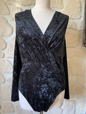 Schicker Samt Body Langärmelig schwarz Größe 40