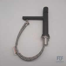 GEMINI Waschtischarmatur schwarz matt ohne Hebel Edelstahl Drehknopf und Wassera