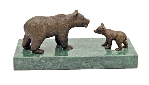 Bronzeskulptur bär mit fisch - bär,