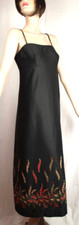 Kleid Abendkleid Maxi Cocktailkleid Lang Vintage DDR 70er bestickt Schwarz Edel