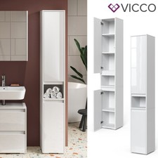 Hochschrank Badschrank Badezimmermöbel Majest Weiß Hochglanz modern 30x192 Vicco