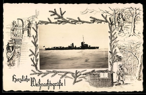 German torpedoboot möwe - ak,