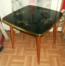 50er 60er Couchtisch tisch Glasplatte Japan Pagode Motive mid century 50s 