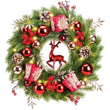 Weihnachtskranz 40cm LED Timer batteriebetrieben Weihnachtsdeko Weihnachtskugeln