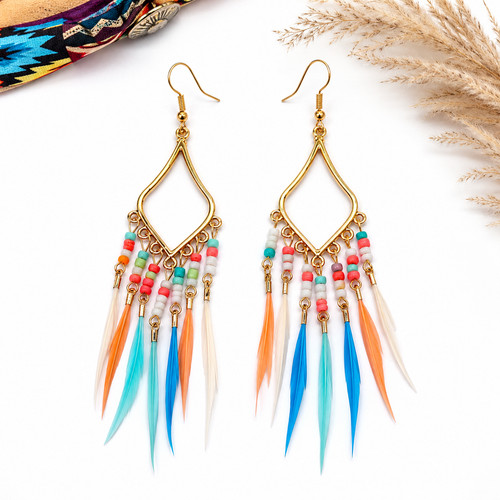 Boho ethno ohrringe mit federn - ethno,