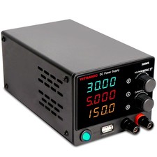 Labornetzteil DC 0-30V 0-5A Regelbar mit 18W USB & 4 LED-Anzeige Labornetzgerät