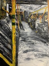 Berliner Nachtbus, originales Ölgemälde, Signiert.