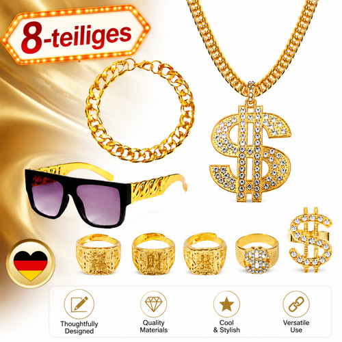 Dollar kette set funkelnd - dollar, 8