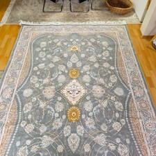 Orientteppich ✨ Kashan Teppich ✨ 200 x 300 cm ✨ steingrau Muster ✨ Baumwolle NEU