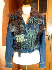 Jeansjacke,kurz  handmade Unikat DIY Brokatpatchwork Gr.M