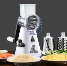 Käsereibe Gemüsereibe mit Kurbel und 3 Trommelblätter, Reibe für Gemüse o. Käse