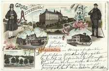 AK Litho Gruss aus Altenburg Schloss Bahnhof Plateau Grosser Teich M. Insel 1899