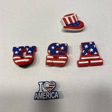 5 Schuhpin Shoe Charms Clogs Crogs Schuhstecker USA 🇺🇸 I Love America