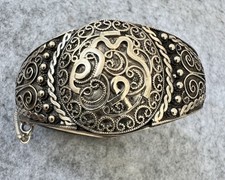 BERBER SCHMUCK   ARMREIF ALT   SILBER   FEINES EINGELEGTES MUSTER 
