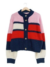 TOMMY HILFIGER Cardigan Damen Jacke Gr. DE 34 blau-rot-pink Casual-Look